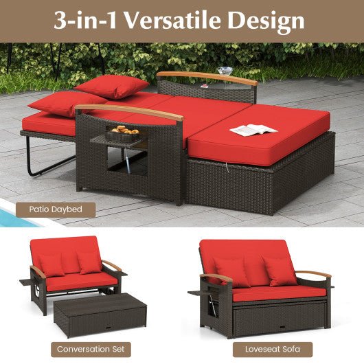  - Outdoor Wicker Daybed with Folding Panels and Storage Ottoman - Outdoor Style Company