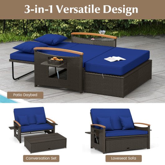  - Outdoor Wicker Daybed with Folding Panels and Storage Ottoman - Outdoor Style Company