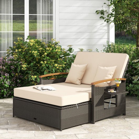  - Outdoor Wicker Daybed with Folding Panels and Storage Ottoman - Outdoor Style Company