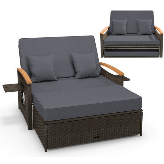  - Outdoor Wicker Daybed with Folding Panels and Storage Ottoman - Outdoor Style Company