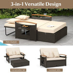  - Outdoor Wicker Daybed with Folding Panels and Storage Ottoman - Outdoor Style Company