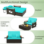  - Outdoor Wicker Daybed with Folding Panels and Storage Ottoman - Outdoor Style Company