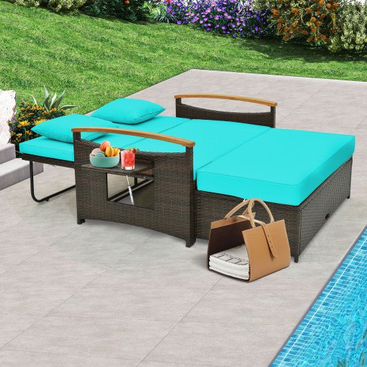  - Outdoor Wicker Daybed with Folding Panels and Storage Ottoman - Outdoor Style Company