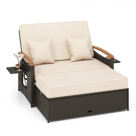  - Outdoor Wicker Daybed with Folding Panels and Storage Ottoman - Outdoor Style Company