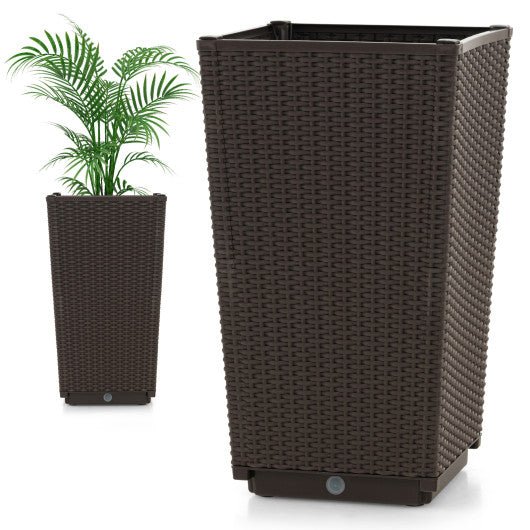  - Outdoor Wicker Flower Pot Set of 2 with Drainage Hole for Porch Balcony - Outdoor Style Company