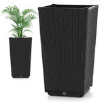  - Outdoor Wicker Flower Pot Set of 2 with Drainage Hole for Porch Balcony - Outdoor Style Company