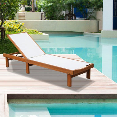  - Outdoor Wood Chaise Lounge Chair with 5 - Postion Adjustable Back - Outdoor Style Company