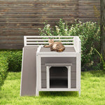  - Outdoor Wooden Feral Cat House with Balcony and Slide - Outdoor Style Company