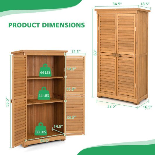  - Outdoor Wooden Garden Tool Storage Cabinet - Outdoor Style Company