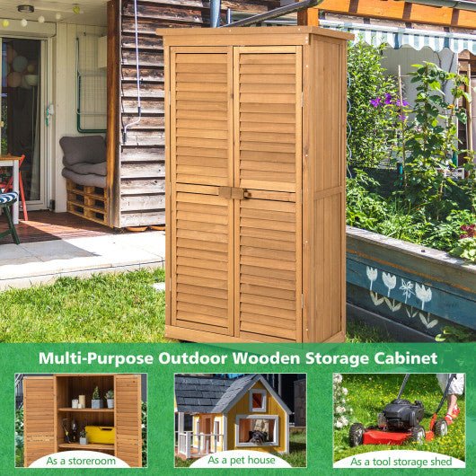  - Outdoor Wooden Garden Tool Storage Cabinet - Outdoor Style Company