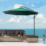 '-Outsunny 10' Cantilever Hanging Tilt Offset Patio Umbrella with UV & Water Fighting Material and a Sturdy Stand, Green - Outdoor Style Company