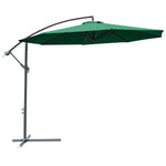 '-Outsunny 10' Cantilever Hanging Tilt Offset Patio Umbrella with UV & Water Fighting Material and a Sturdy Stand, Green - Outdoor Style Company