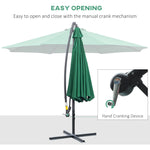 '-Outsunny 10' Cantilever Hanging Tilt Offset Patio Umbrella with UV & Water Fighting Material and a Sturdy Stand, Green - Outdoor Style Company