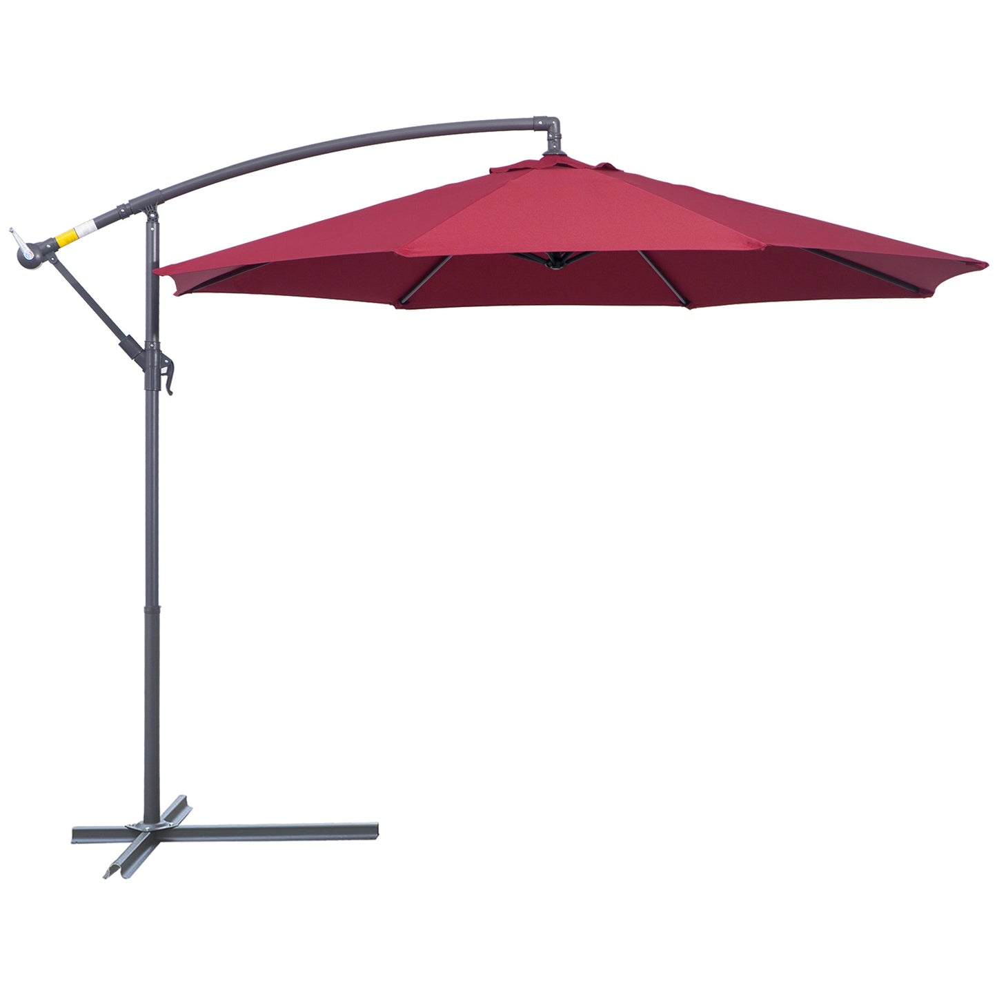 '-Outsunny 10' Cantilever Hanging Tilt Offset Patio Umbrella with UV & Water Fighting Material and a Sturdy Stand, Red - Outdoor Style Company