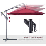 '-Outsunny 10' Cantilever Hanging Tilt Offset Patio Umbrella with UV & Water Fighting Material and a Sturdy Stand, Red - Outdoor Style Company