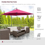 '-Outsunny 10' Cantilever Hanging Tilt Offset Patio Umbrella with UV & Water Fighting Material and a Sturdy Stand, Red - Outdoor Style Company