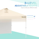 '-Outsunny 10' Pop Up Canopy Party Tent with 1 Sidewall, Rolling Carry Bag on Wheels, Adjustable Height, Folding Outdoor Shelter, Beige - Outdoor Style Company