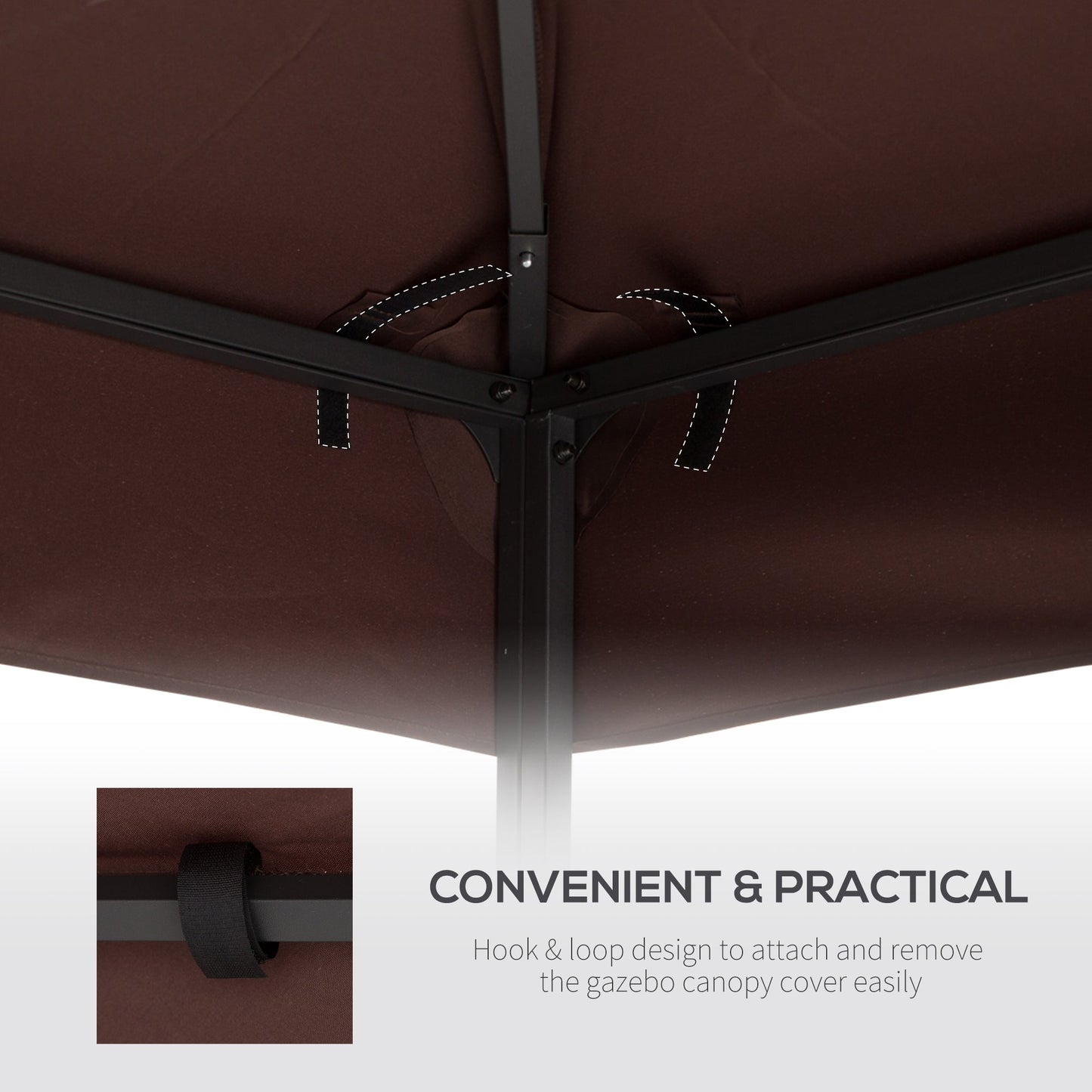 '-Outsunny 10' x 10' Gazebo Replacement Canopy 2 Tier Top UV Cover Pavilion Garden Patio Outdoor Coffee (TOP ONLY) - Outdoor Style Company