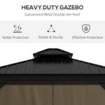 '-Outsunny 10' x 10' Hardtop Gazebo, Pavilion Gazebo with Curtains, Nettings, Aluminum Frame, Hooks, for Garden, Patio, Dark Brown - Outdoor Style Company