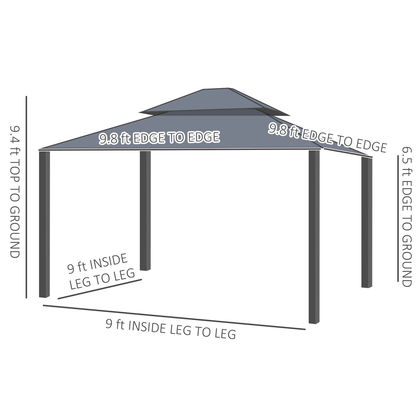 '-Outsunny 10' x 10' Hardtop Gazebo, Pavilion Gazebo with Curtains, Nettings, Aluminum Frame, Hooks, for Garden, Patio, Dark Brown - Outdoor Style Company