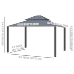 '-Outsunny 10' x 10' Hardtop Gazebo, Pavilion Gazebo with Curtains, Nettings, Aluminum Frame, Hooks, for Garden, Patio, Dark Brown - Outdoor Style Company