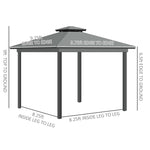 -Outsunny 10' x 10' Hardtop Gazebo with Aluminum Frame, Double Roof Outdoor Gazebo Canopy, Curtains and Netting included for Garden, Backyard - Outdoor Style Company