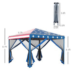 '-Outsunny 10' x 10' Heavy Duty Pop Up Canopy with Removable Mesh Sidewall Netting, Easy Setup Design, Party Event with Storage Bag, American Flag - Outdoor Style Company