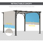 '-Outsunny 10' x 10' Outdoor Pergola Patio Gazebo Retractable Canopy Sun Shelter with Steel Frame, White - Outdoor Style Company