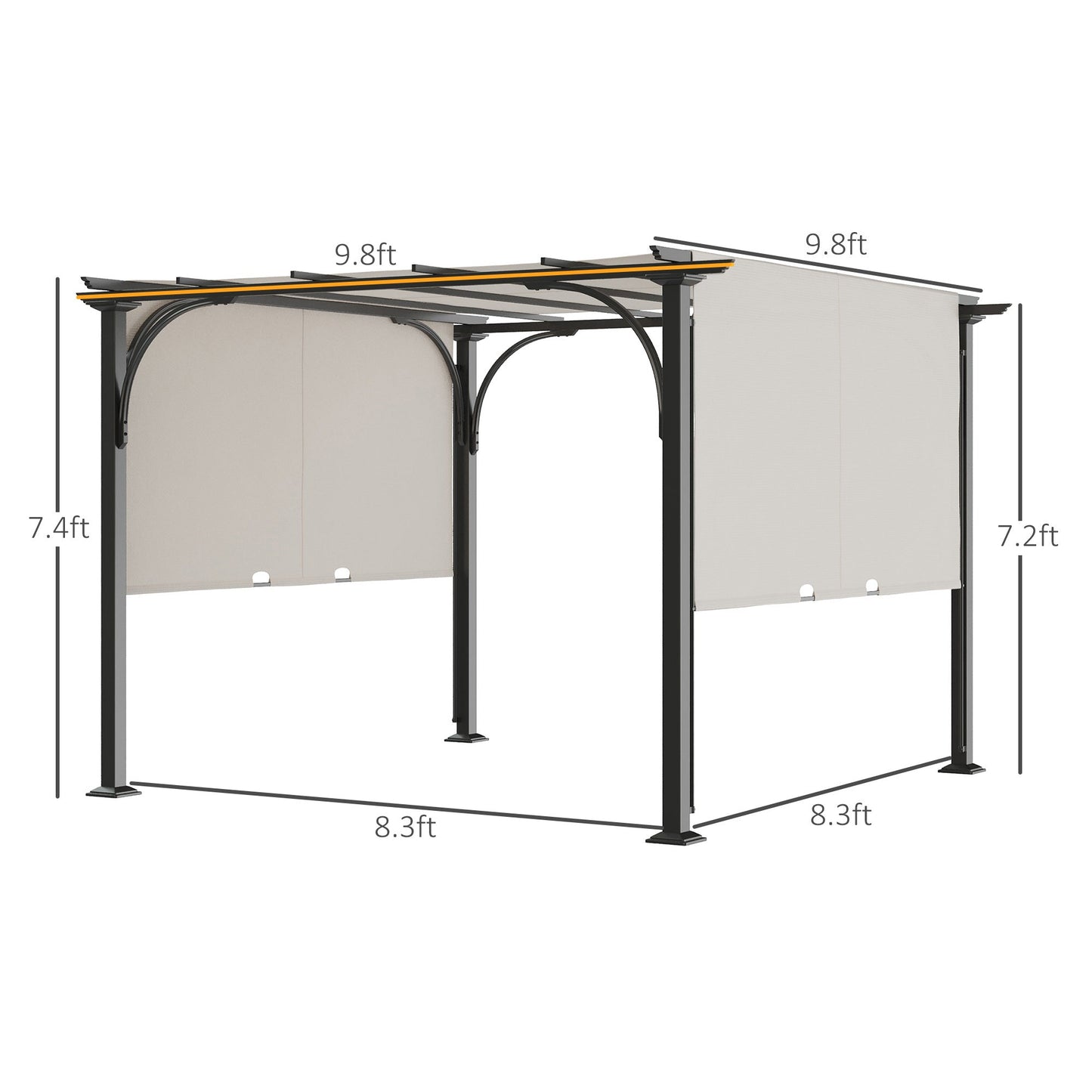 '-Outsunny 10' x 10' Outdoor Pergola Patio Gazebo Retractable Canopy Sun Shelter with Steel Frame, White - Outdoor Style Company