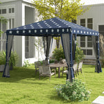 '-Outsunny 10' x 10' Outdoor Pop-Up Canopy with Sidewalls, Mesh Walls, Instant Setup for Party, Events, Patio, Lawn, American Flag - Outdoor Style Company