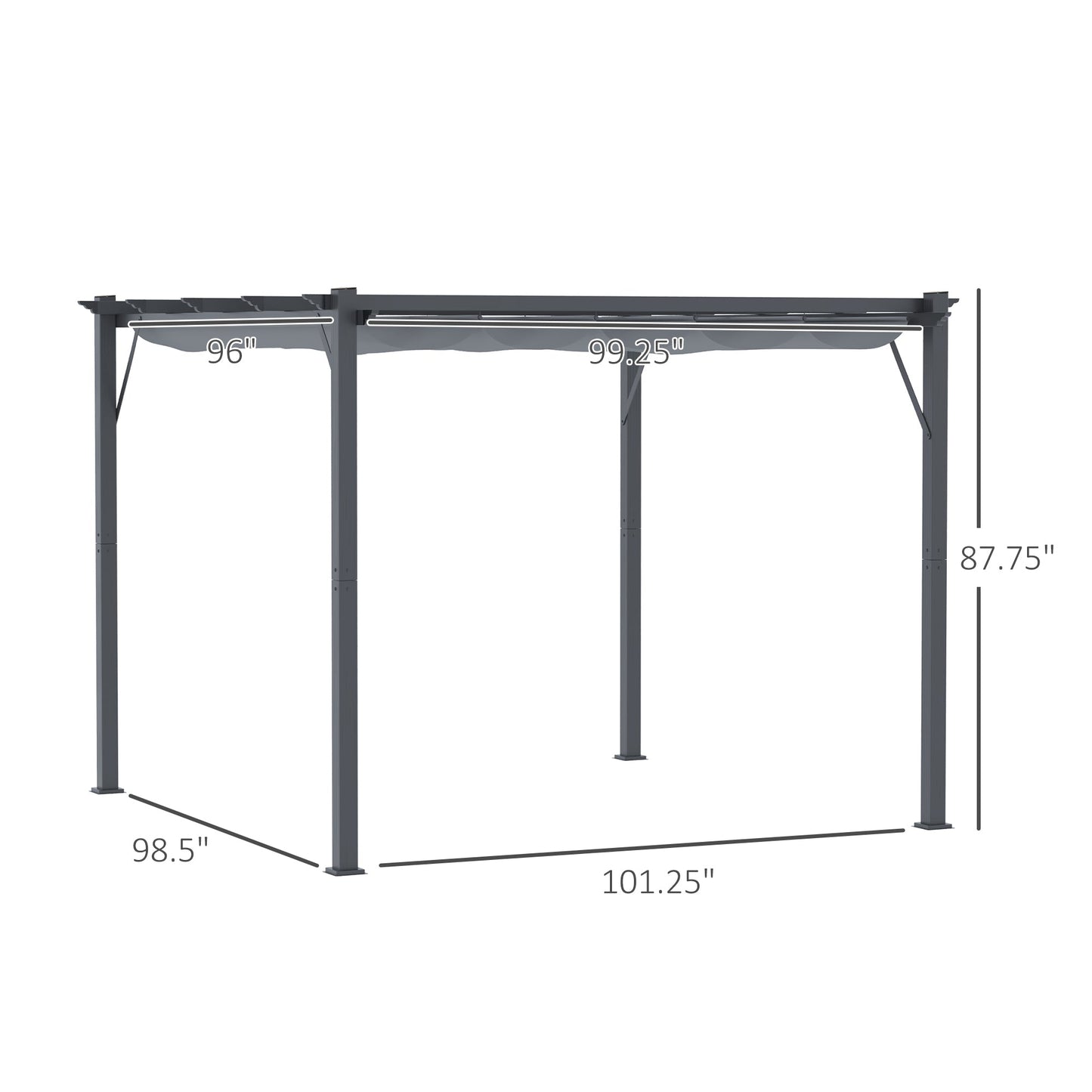 '-Outsunny 10' x 10' Outdoor Retractable Pergola Canopy, Aluminum Patio Pergola, Backyard Shade Shelter for Garden Patio Gray - Outdoor Style Company