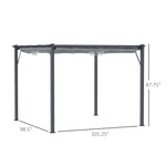 '-Outsunny 10' x 10' Outdoor Retractable Pergola Canopy, Aluminum Patio Pergola, Backyard Shade Shelter for Garden Patio Gray - Outdoor Style Company