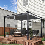 '-Outsunny 10' x 10' Outdoor Retractable Pergola Canopy, Aluminum Patio Pergola, Backyard Shade Shelter for Garden Patio Gray - Outdoor Style Company