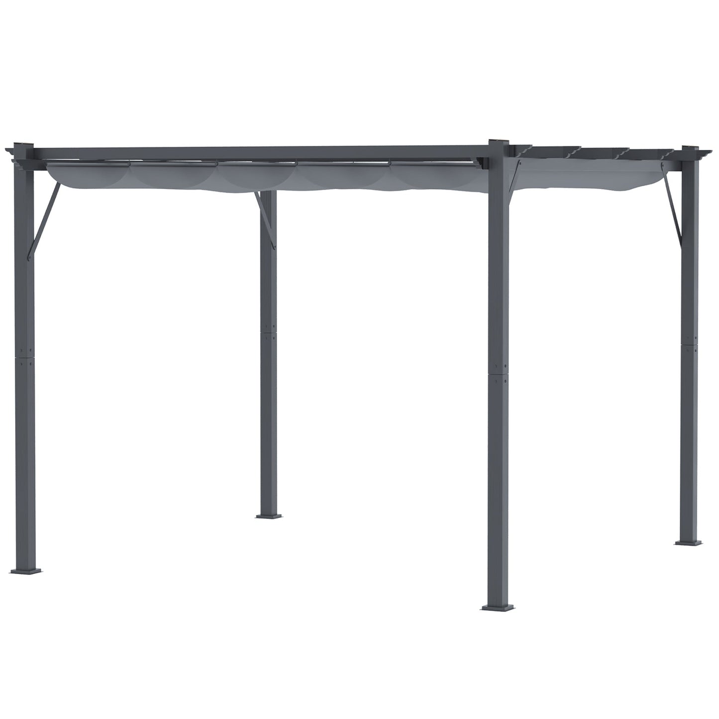 '-Outsunny 10' x 10' Outdoor Retractable Pergola Canopy, Aluminum Patio Pergola, Backyard Shade Shelter for Garden Patio Gray - Outdoor Style Company