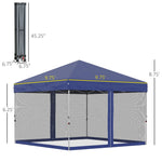 '-Outsunny 10' x 10' Pop Up Canopy Party Tent with 3-Level Adjustable Height, Easy Move Roller Bag, Blue - Outdoor Style Company