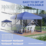 '-Outsunny 10' x 10' Pop Up Canopy Party Tent with 3-Level Adjustable Height, Easy Move Roller Bag, Blue - Outdoor Style Company