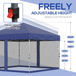 '-Outsunny 10' x 10' Pop Up Canopy Party Tent with 3-Level Adjustable Height, Easy Move Roller Bag, Blue - Outdoor Style Company