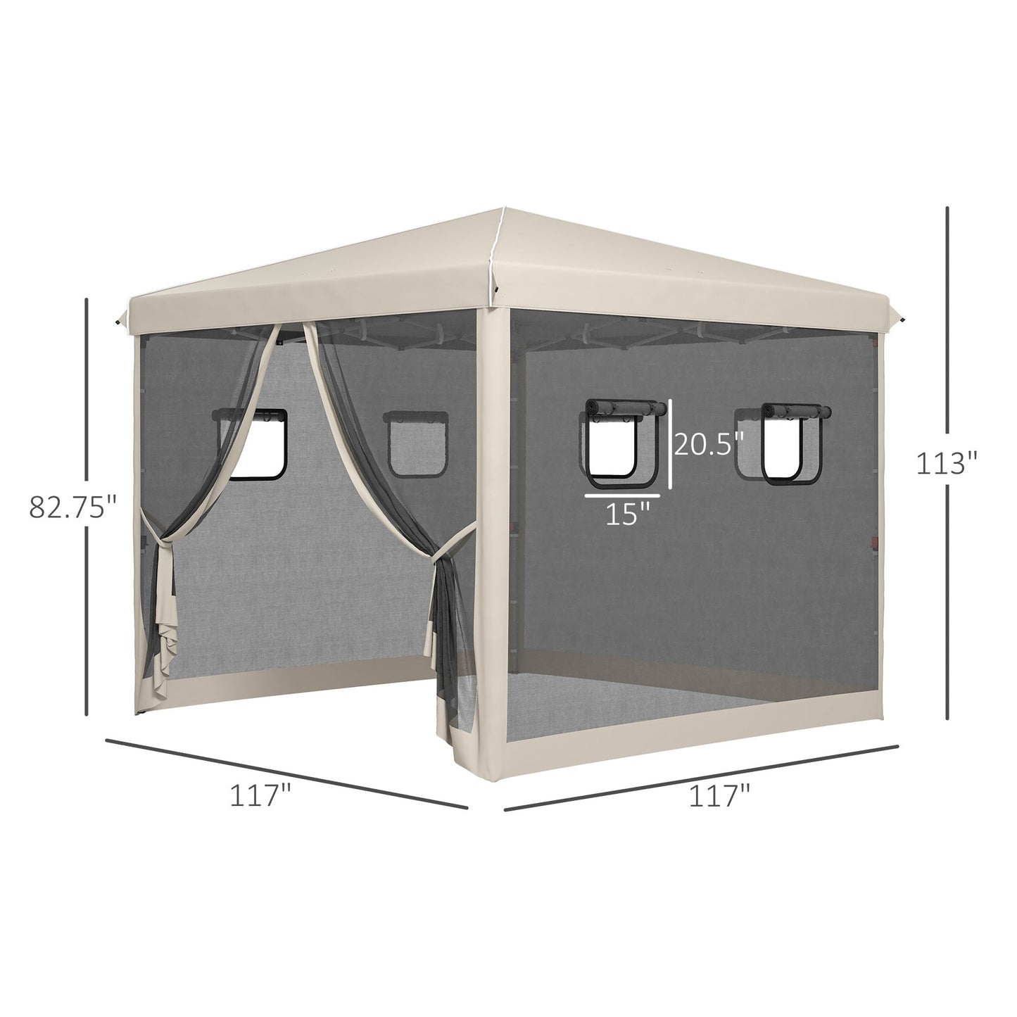 '-Outsunny 10' x 10' Pop Up Canopy Tent, Instant Sun Shelter with Netting, Windows and Carry Bag, Height Adjustable - Outdoor Style Company