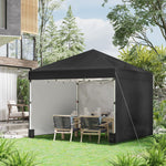 '-Outsunny 10' x 10' Pop Up Canopy with 3 Sidewalls, Leg Weight Bags and Carry Bag, Height Adjustable Party Tent Gazebo for Garden, Patio - Outdoor Style Company