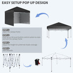 '-Outsunny 10' x 10' Pop Up Canopy with 3 Sidewalls, Leg Weight Bags and Carry Bag, Height Adjustable Party Tent Gazebo for Garden, Patio - Outdoor Style Company