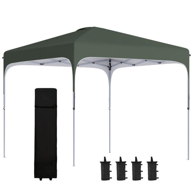 '-Outsunny 10' x 10' Pop Up Canopy with Adjustable Height, Foldable Gazebo Tent with Carry Bag, Wheels and 4 Leg Weight Bags for Outdoor, Dark Grey - Outdoor Style Company