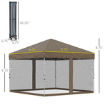 '-Outsunny 10' x 10' Pop Up Canopy with Sidewalls, Mesh Screen,Tent with Netting and Wheeled Carry Bag, Height Adjustable, sidewalls - Outdoor Style Company