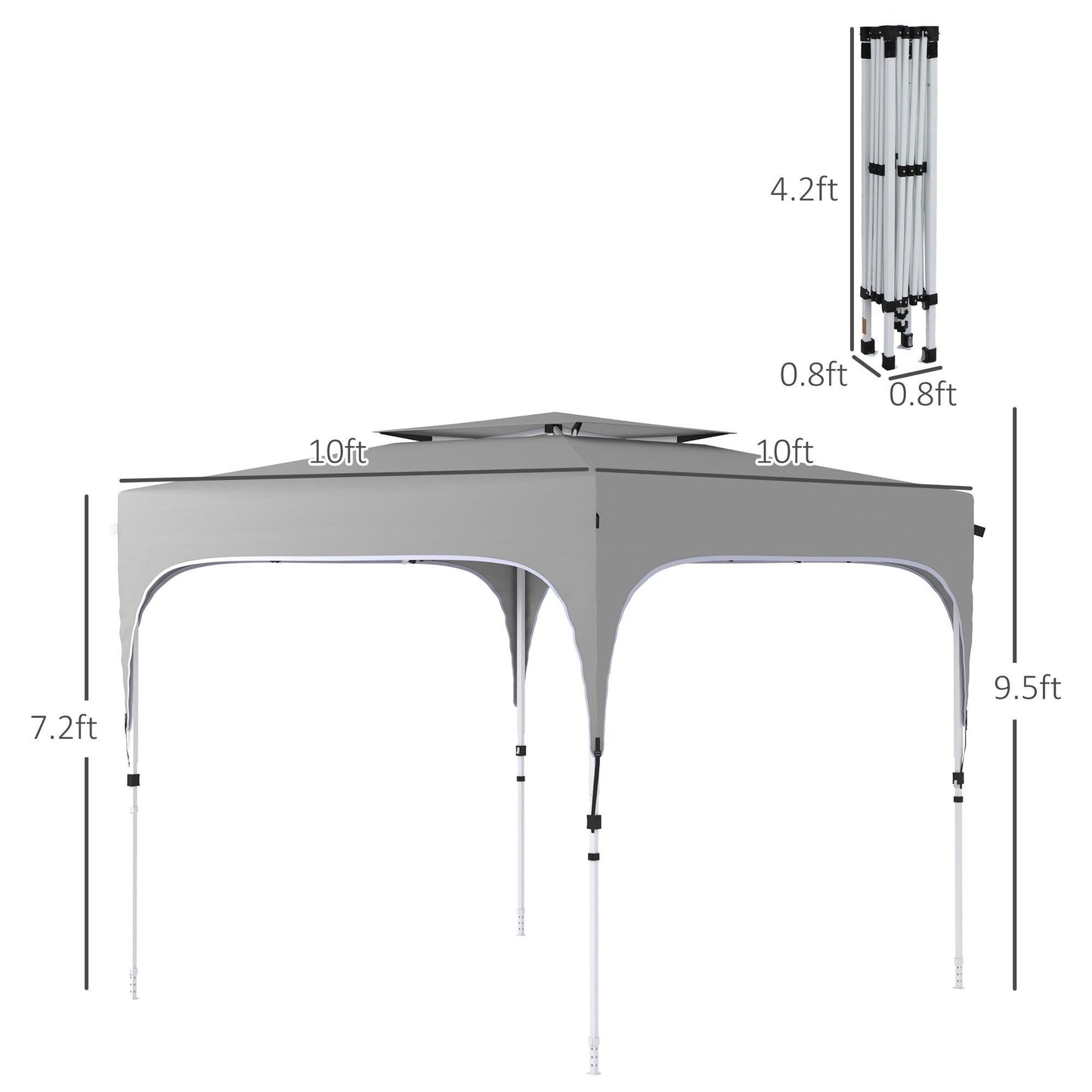 '-Outsunny 10' x 10' Pop Up Gazebo, Foldable Canopy Tent with Carrying Bag with Wheels, Mesh Sidewalls, 4 Leg Weight Bags and 3-Level Adjustable Height - Outdoor Style Company