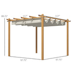 '-Outsunny 10' x 10' Retractable Pergola Canopy, Aluminum Pergola Sun Shade Shelter for Garden, Patio, Backyard, Deck, Cream - Outdoor Style Company