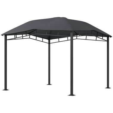-Outsunny 10' x 10' Soft Top Patio Gazebo Outdoor Canopy with Geometric Roof, All-weather Steel Frame, Gray - Outdoor Style Company