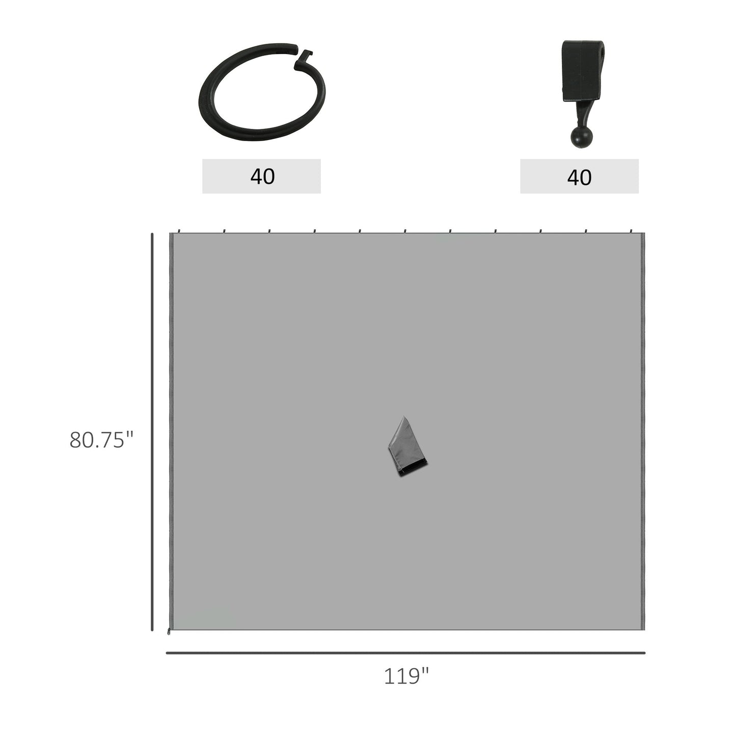 '-Outsunny 10' x 10' Universal Gazebo Sidewall Set with 4 Panel 40 Hook/C-Ring Included for Pergolas & Cabanas Light Gray - Outdoor Style Company