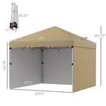 -Outsunny 10 x 10ft Pop Up Canopy with Sidewalls, Weight Bags and Carry Bag, Height Adjustable Tents for Parties - Outdoor Style Company
