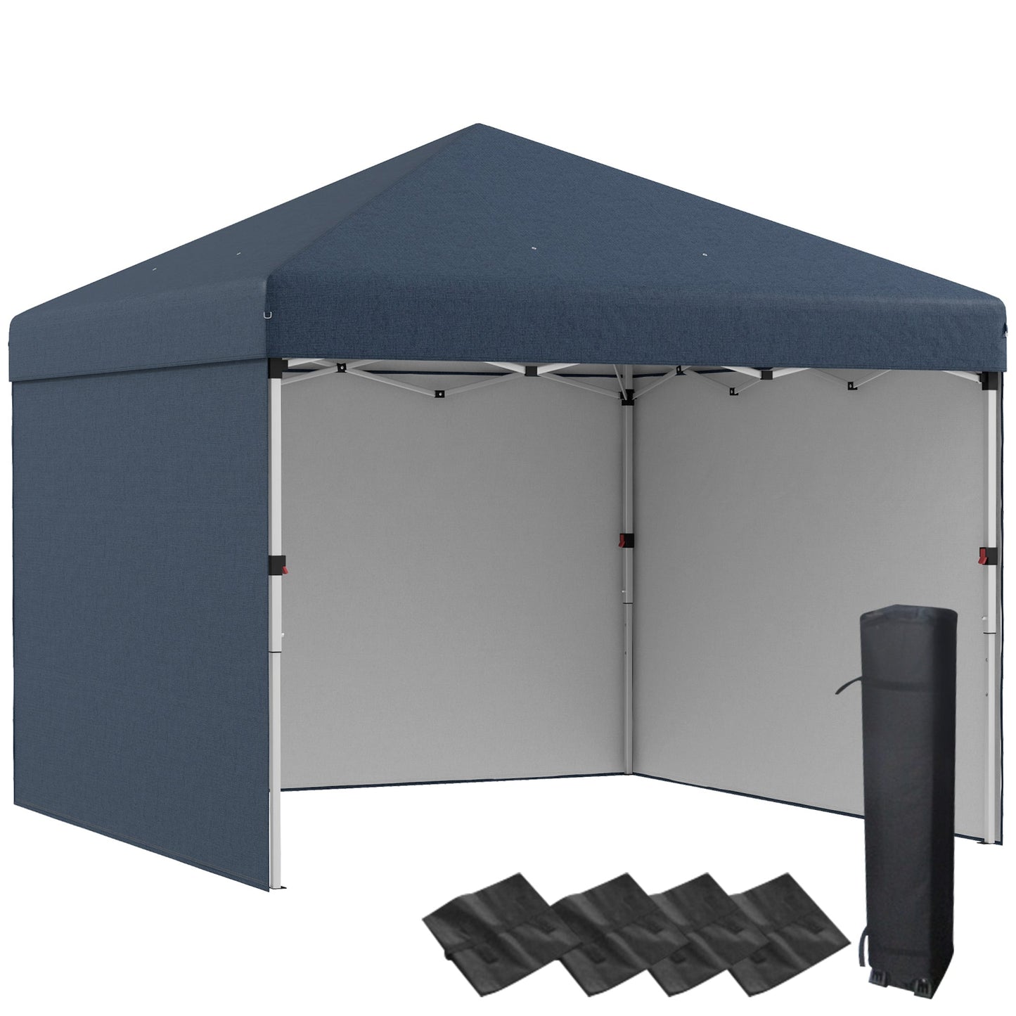 '-Outsunny 10 x 10ft Pop Up Canopy with Sidewalls, Weight Bags and Carry Bag, Height Adjustable Tents for Parties - Outdoor Style Company