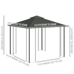 '-Outsunny 10' x 11.5'Â Metal Patio Gazebo, Double Roof Outdoor Gazebo Canopy Shelter w/Tree Motifs Corner Frame and Netting, Brown - Outdoor Style Company