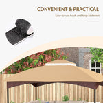 '-Outsunny 10' x 12' Double-Tier Gazebo Cover, Patio Gazebo Canopy Replacement with Drainage Holes, Beige - Outdoor Style Company